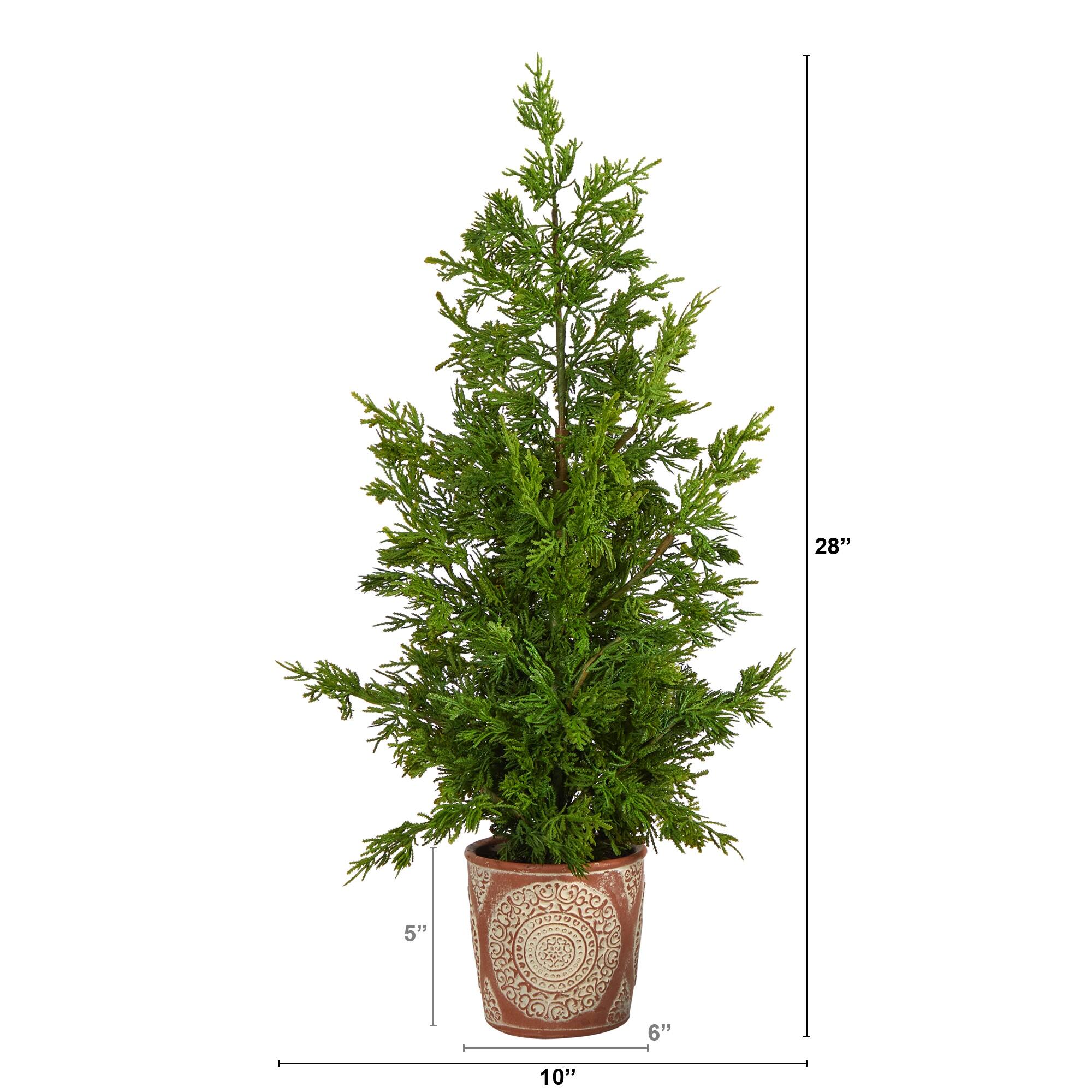 28" Cedar Pine "Natural Look" Artificial Tree in Decorative Planter